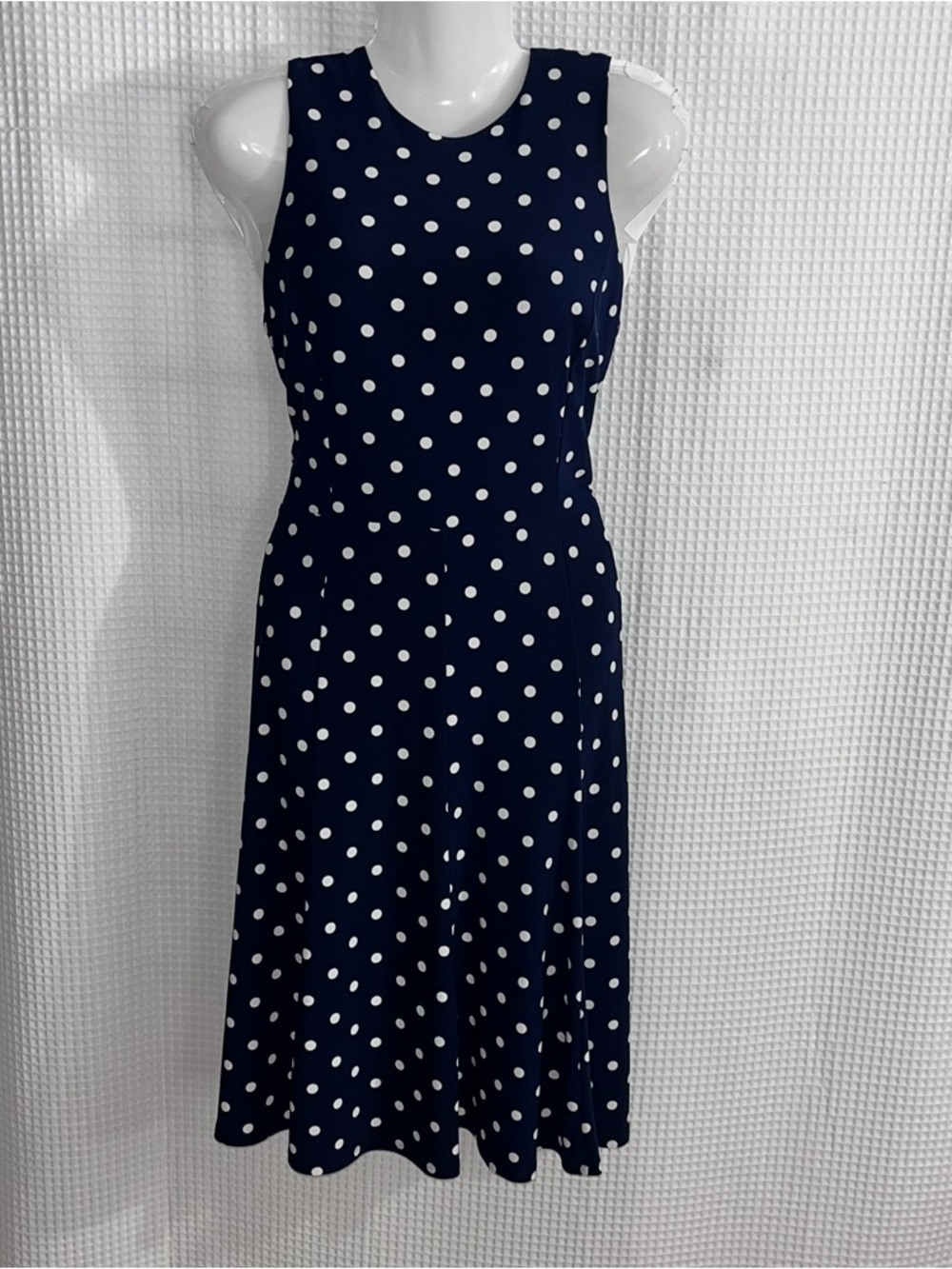 Lauren Ralph Lauren Navy Blue Polka Dot Midi Dress